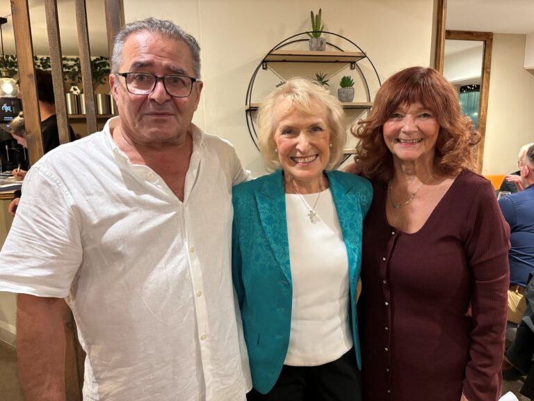 Owner Pejman Zamani, Rosemary Conley - Patron of Steps, and Janet Russell - Steps Volunteer Manager at a Steps fundraising dinner held at Zamanis Restaurant